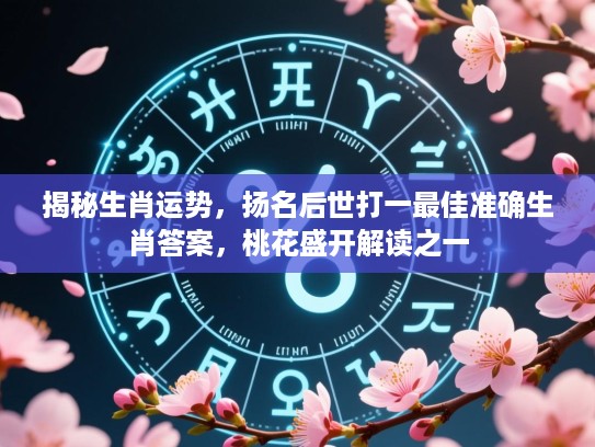 揭秘生肖运势,扬名后世打一最佳准确生肖答案,桃花盛开解读之一 揭秘生肖运势,扬名后世打一最佳准确生肖答案,桃花盛开解读之一